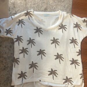 Palm Tree Patterned Tunic - Cream and Brown